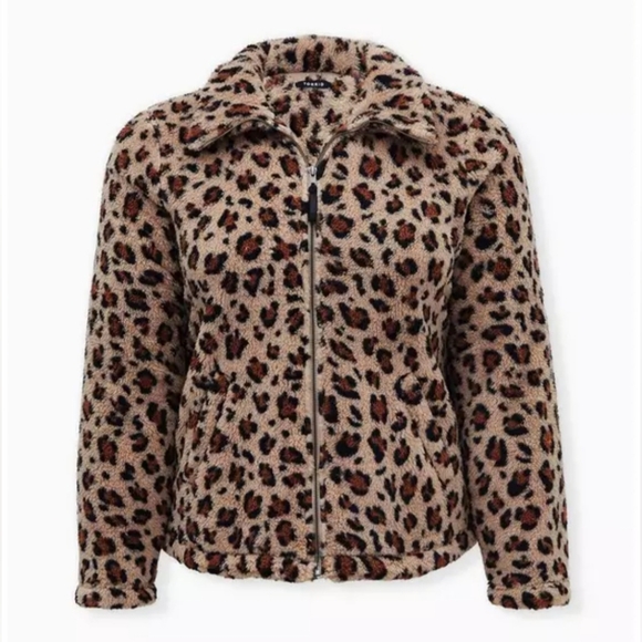 torrid Jackets & Blazers - Torrid leopard sherpa zip up jacket size 2